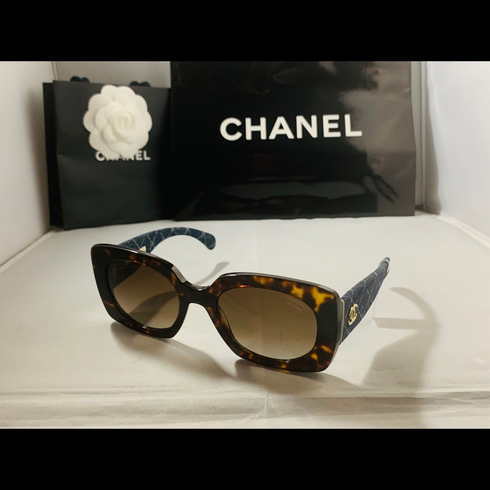 CHANEL Polarized Tortoise Denim Sunglasses 5406